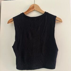 Reformation Black Ribbed Muscle Tee